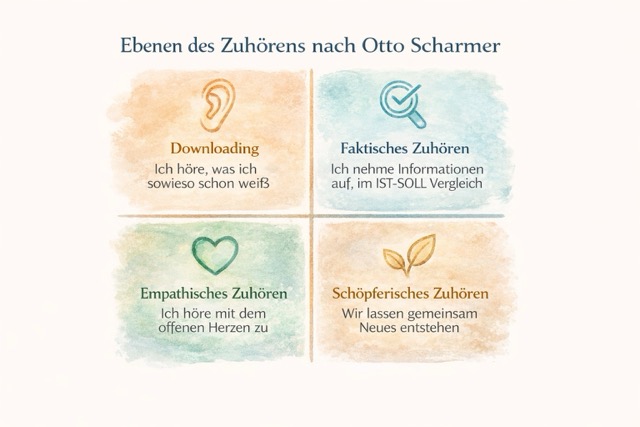 Die vier Arten des Zuhörens nach Otto Scharmers Theorie U
