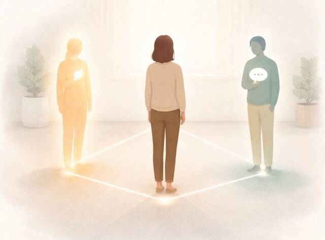 Das Bild zeigt den Prozess der Integration von inneren Anteilen - Kommunikation und Sexualität