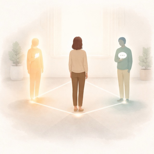 Das Bild zeigt den Prozess der Integration von inneren Anteilen - Kommunikation und Sexualität